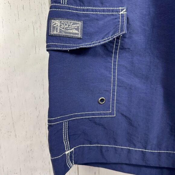 Polo Ralph Lauren Mens Blue Board Shorts Drawstring Relaxed Fit Logo SwimTrunks - Picture 4 of 14